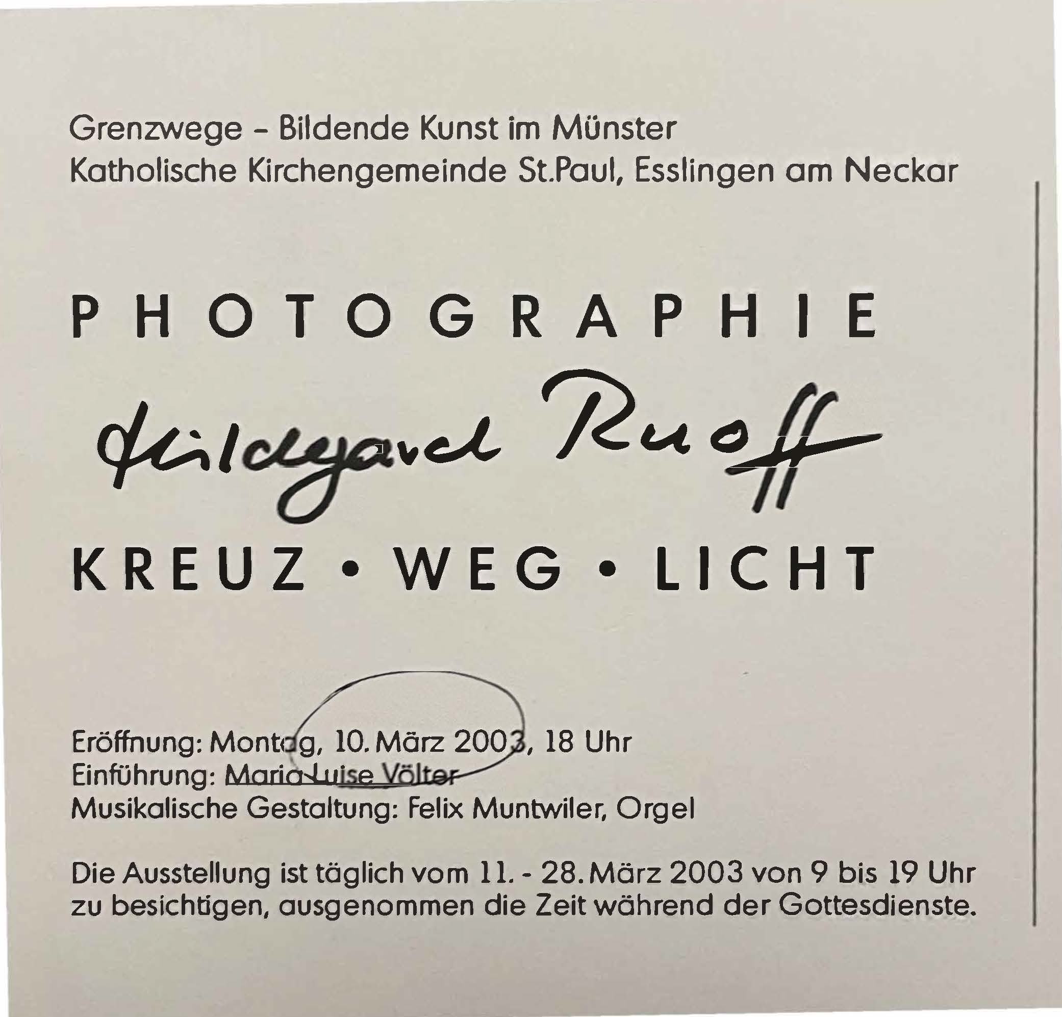 Einladung zur Ausstellung Grenzwege von H. Ruoff