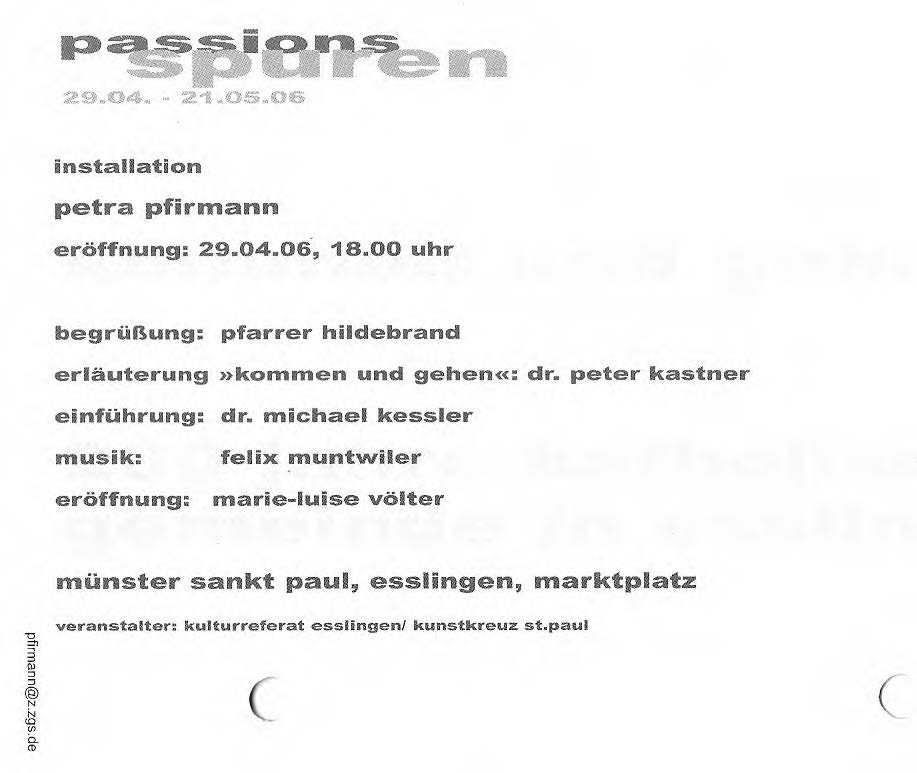 Einladung zur Eröffnung 'Passionsspuren'