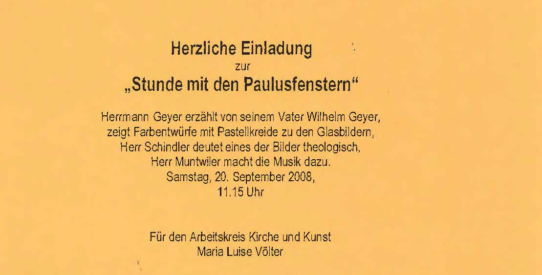Einladung zur Stunde mit den Paulusfenstern