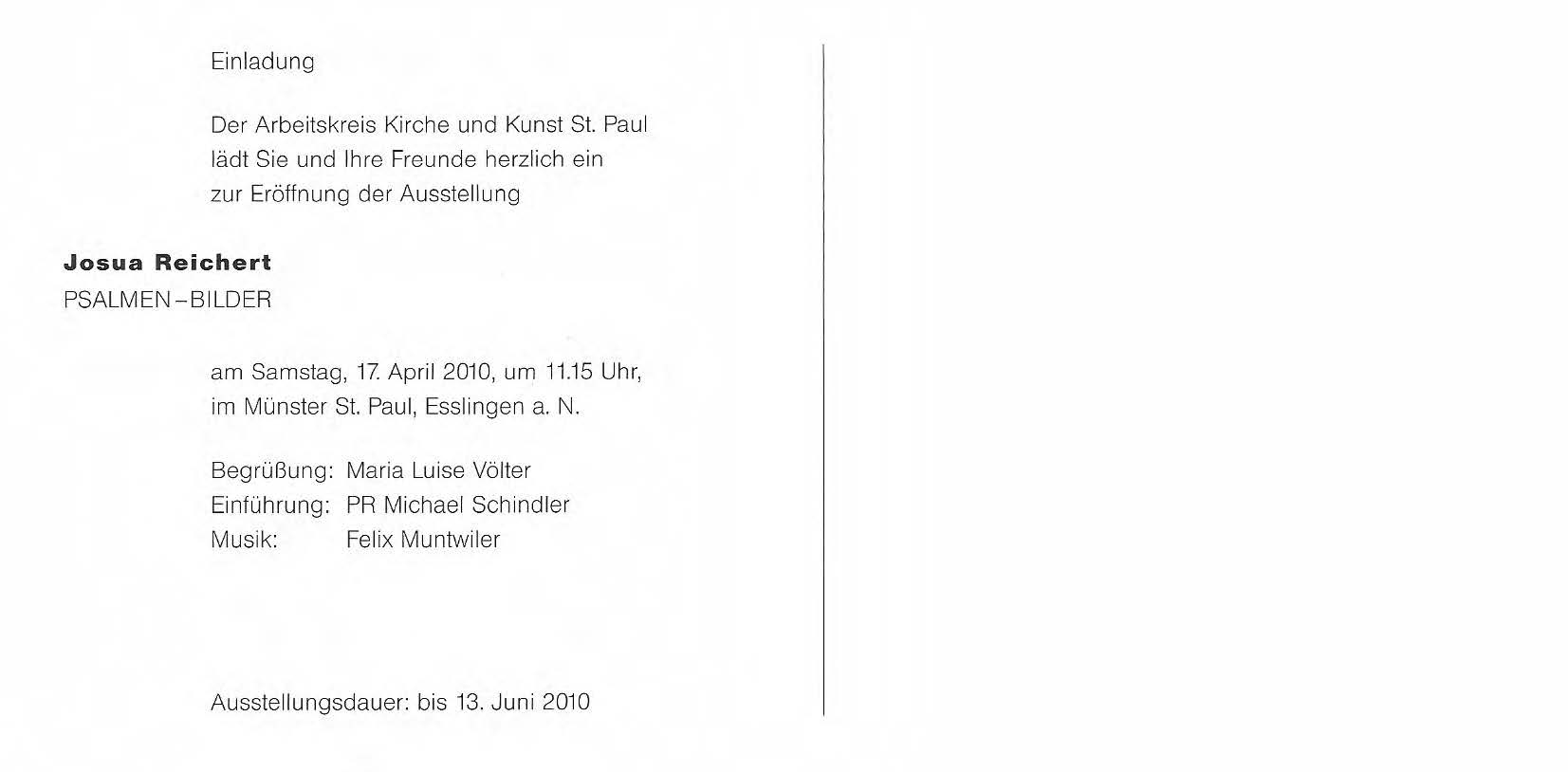 Einladung zur Lesung der Psalmen