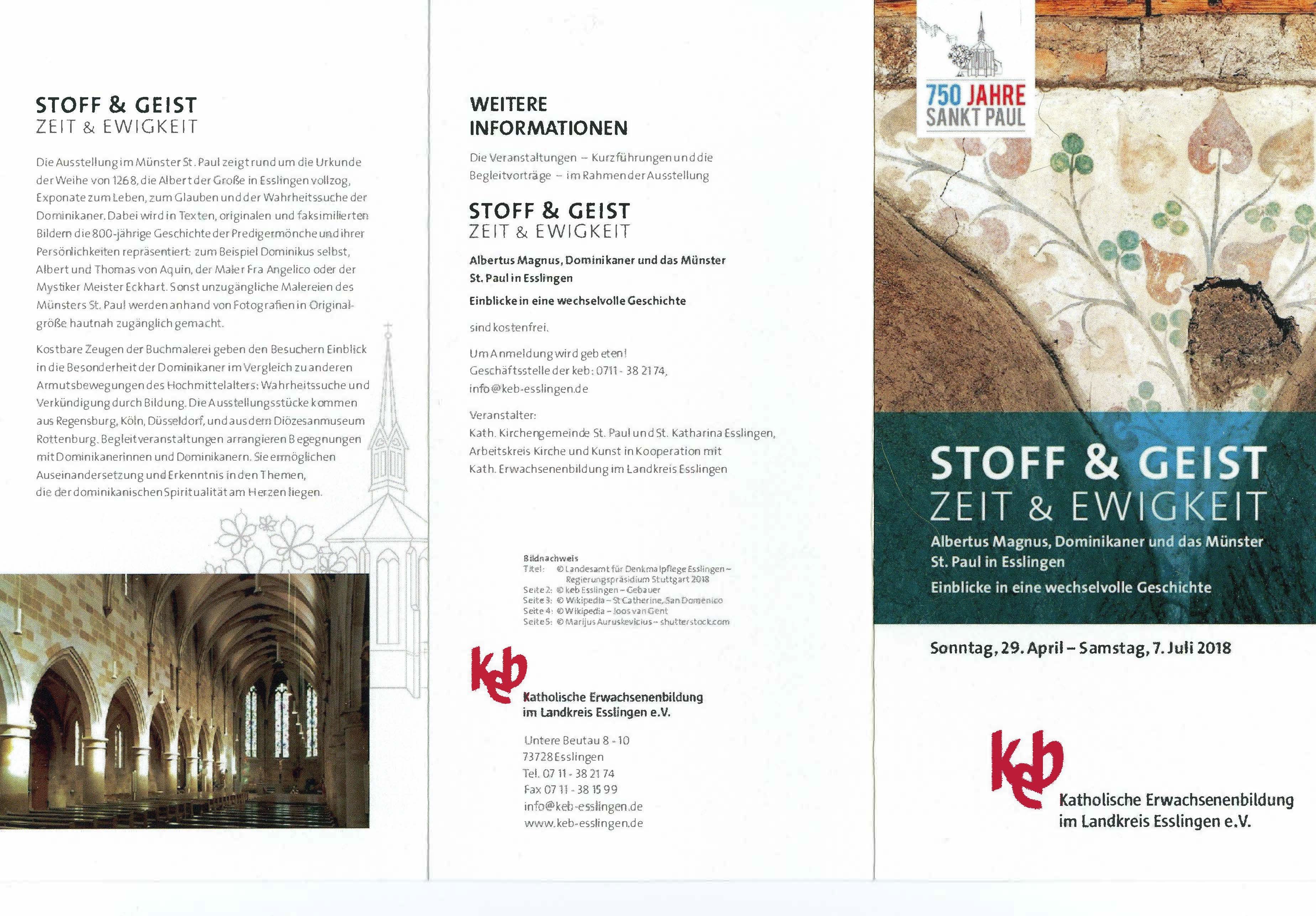 Flyer zum Jubiläumsjahr 750 Jahre St. Paul