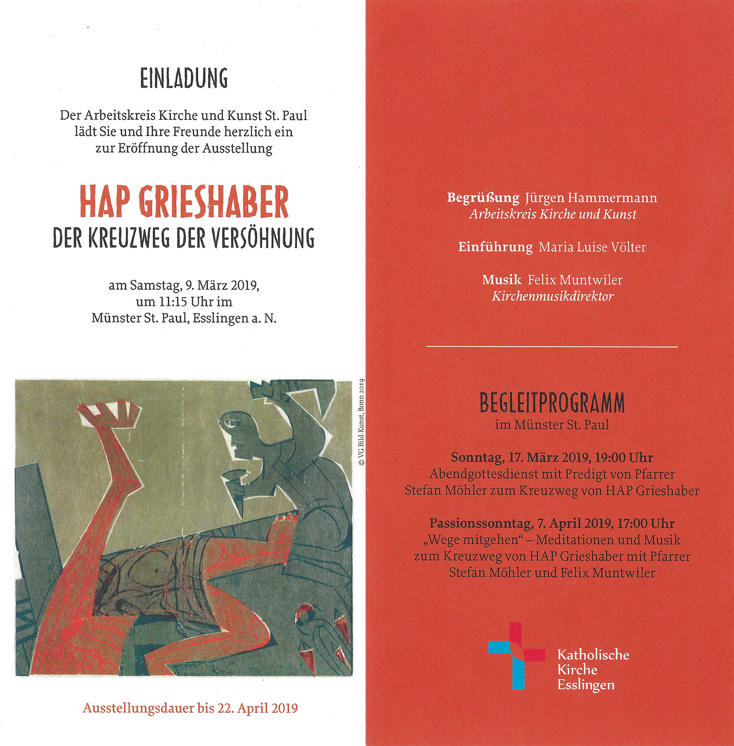 Einladung zur Ausstellung der Kreuzweg der Versöhnung von HAP Grieshaber