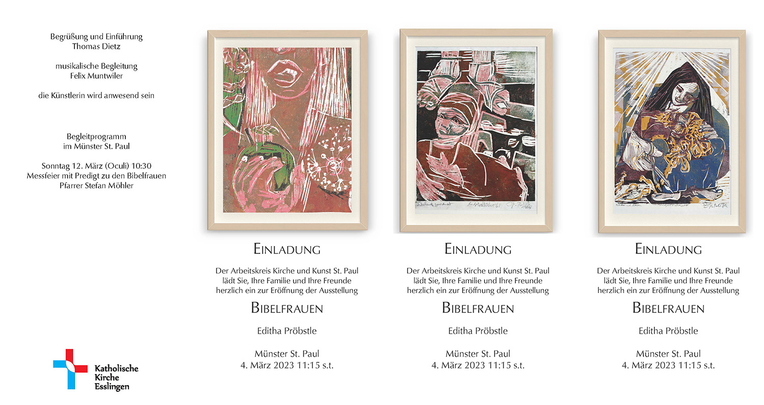 Einladung zur Ausstellung Bibelfrauen von Editha Pröbstle