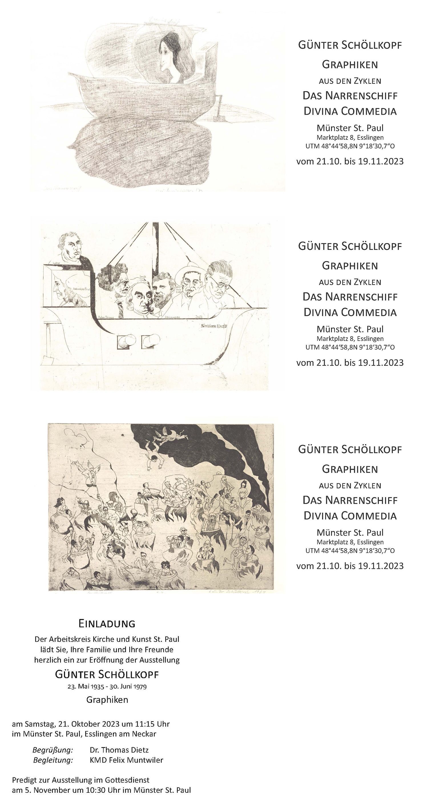 Einladung zur Ausstellung Graphiken von Günter Schöllkopf